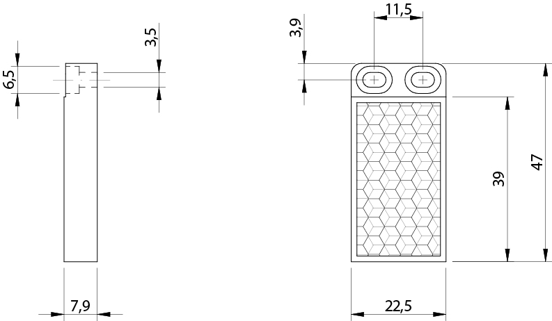 Refletor RL-111G Datasensing — retrorreflexivoivo 47×23