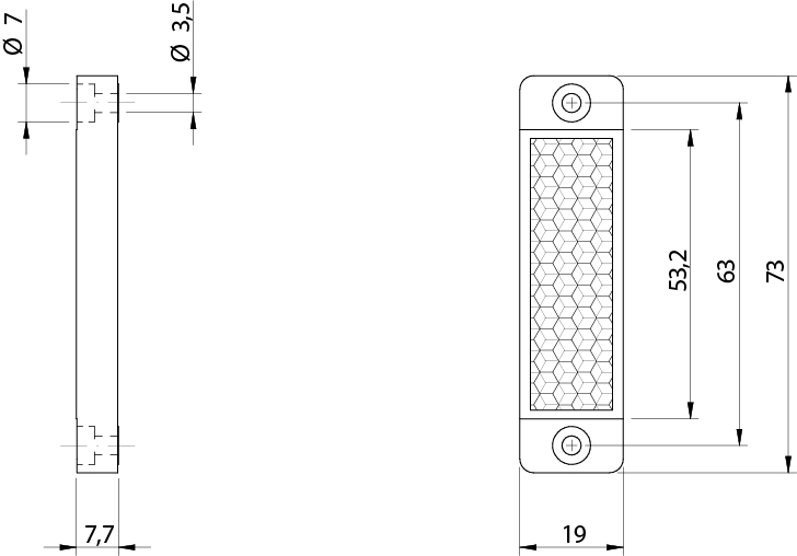 Refletor RL-112G Datasensing — retrorreflexivoivo 73×19