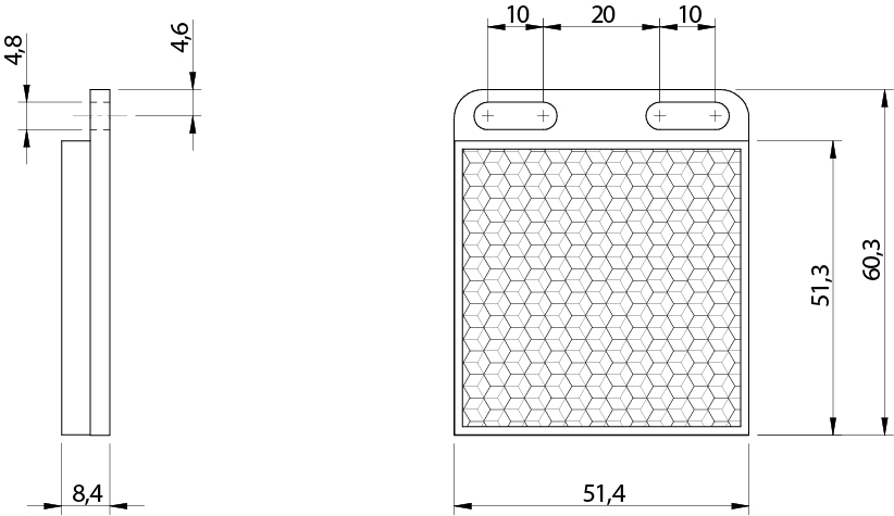 Refletor RL-113G Datasensing — retrorreflexivoivo 61×51