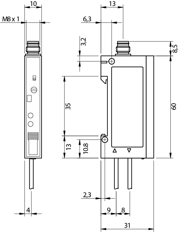 Amplificador de Fibra Ótica FX3/0N-0F Datasensing — Sensor Fotoelétricos for DIN-rail mounting