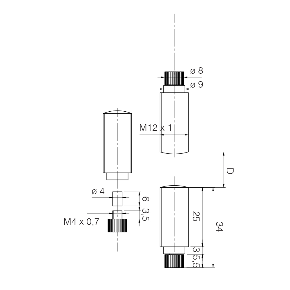 Fibra Ótica AF/ER6 Datasensing — Termin.S/R fibra core 1 mm 3500 mm