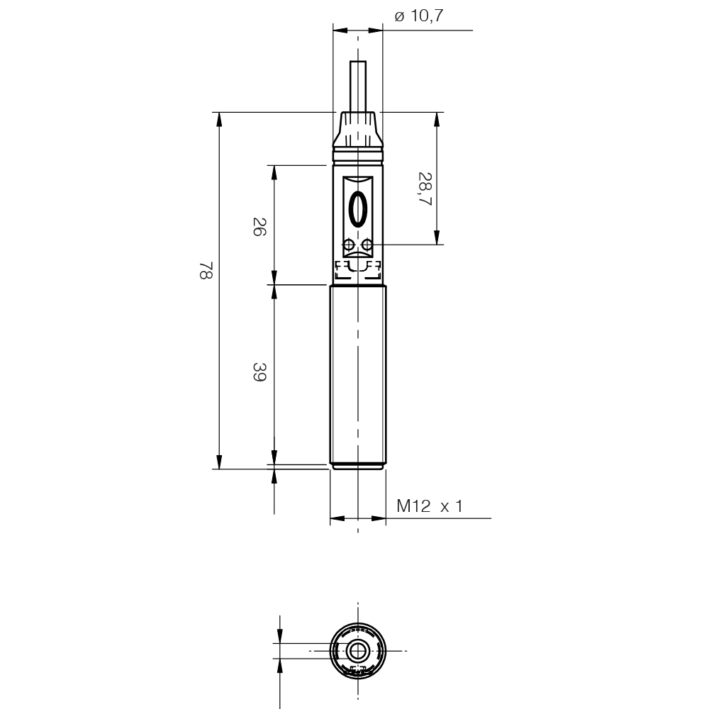 Sensor Capacitivo C12P-00-3A Datasensing — M12 plástico blindado DC 8 mm PNP/NPN NO/NC cabo 2m axial