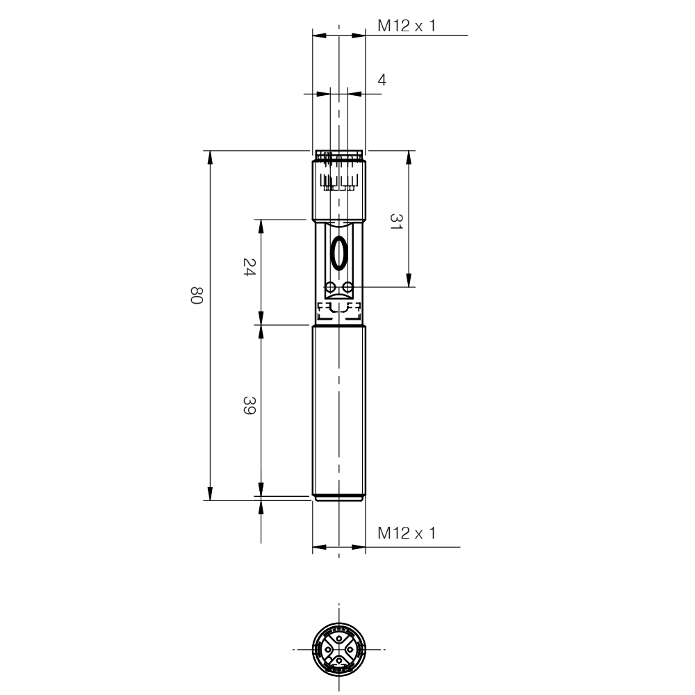 Sensor Capacitivo C12P-00-3E Datasensing — M12 plástico blindado DC 8 mm PNP/NPN NO/NC conector M12