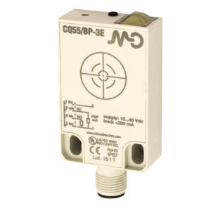 Sensor Capacitivo CQ55-BN-3E Datasensing — cúbico plástico DC 25 mm NPN NO+NC conector M12