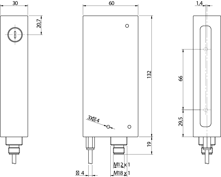 Sensor de Área BX80S/40-1H Datasensing — emissor ajustável 12…24Vdc H = 70 mm Sn = 0,6m 2ms M12 4 pin com aluminium enclosure