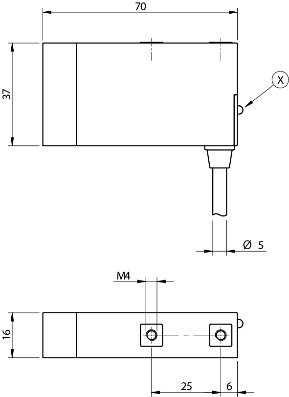 Sensor Fotoelétrico BSC/00-0C Datasensing — Sensor Fotoelétrico midi retrorreflexivo 8 m NPN/PNP NO/NC cabo 2m 90°
