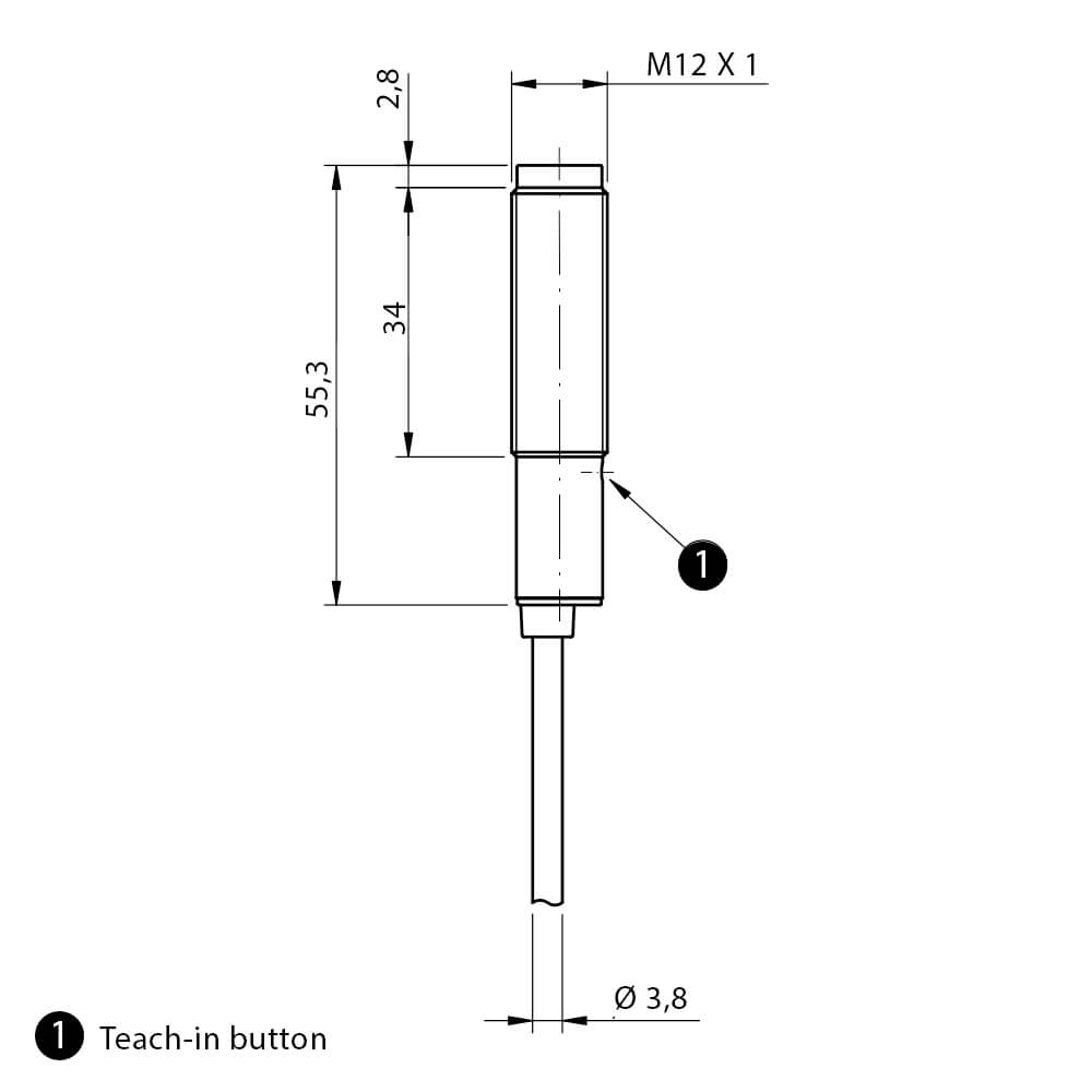 Sensor Fotoelétrico DMR/0P-1A Datasensing — M12 4 m receptor PNP L/D cabo 2m axial