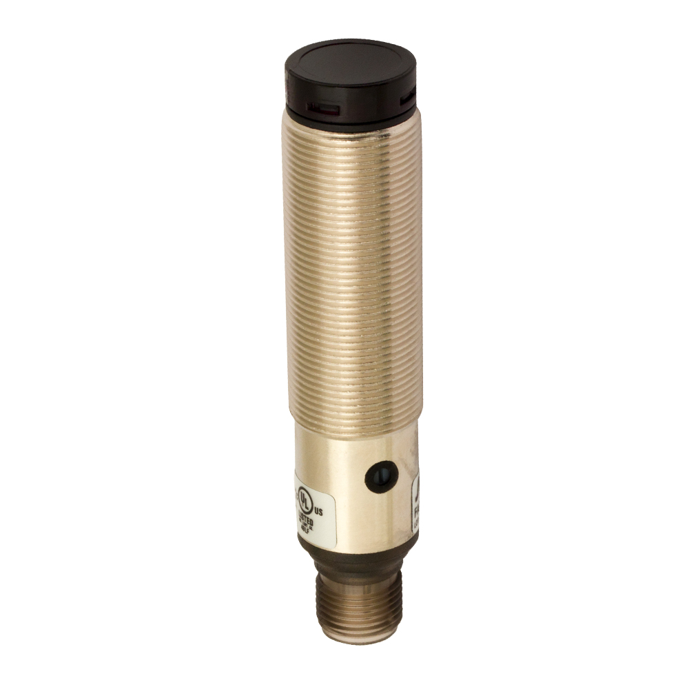 Sensor Fotoelétrico FAI2/LP-1E5I Datasensing — M18 Axial difuso 100 mm PNP LO plástico conector M12 cabeçote ótico até 105°C