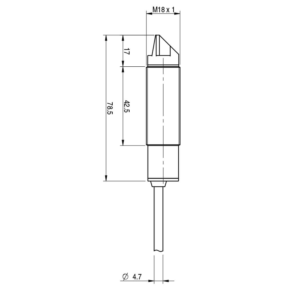 Sensor Fotoelétrico FAI5/BP-3A Datasensing — M18 90° difuso 200 mm PNP NO+NC metálico cabo 2m axial