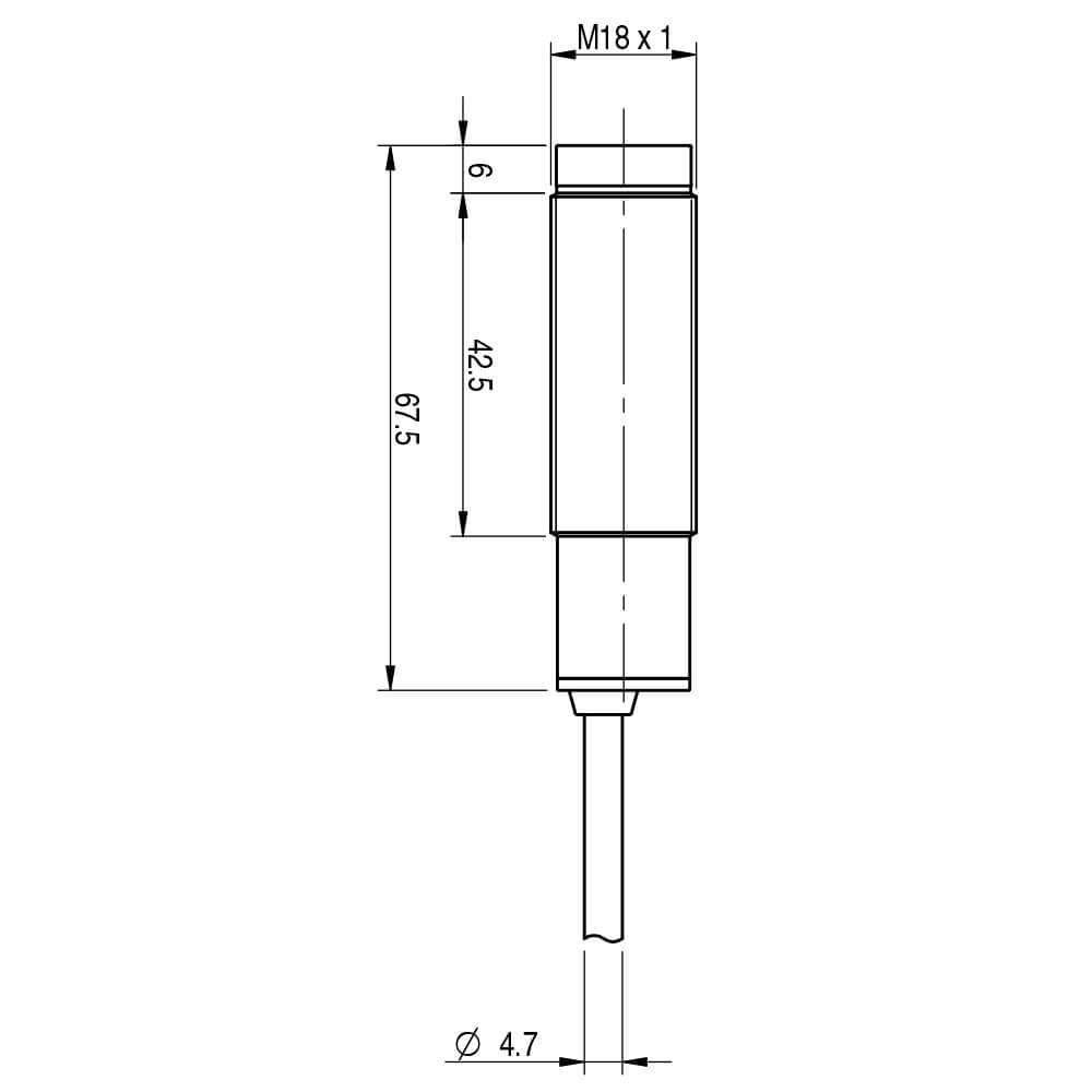 Sensor Fotoelétrico FAI6/BP-0A86 Datasensing — M18 Axial difuso 400 mm PNP NO+NC plástico cabo 5m