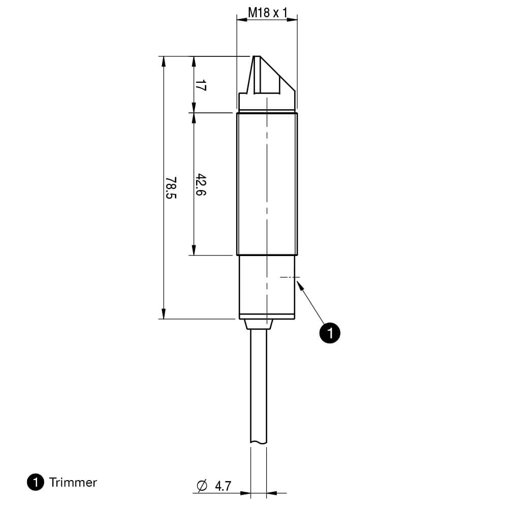 Sensor Fotoelétrico FAIM/BP-2A Datasensing — M18 90° retrorreflexivo 4 m ajustável PNP NO+NC plástico cabo 2m axial