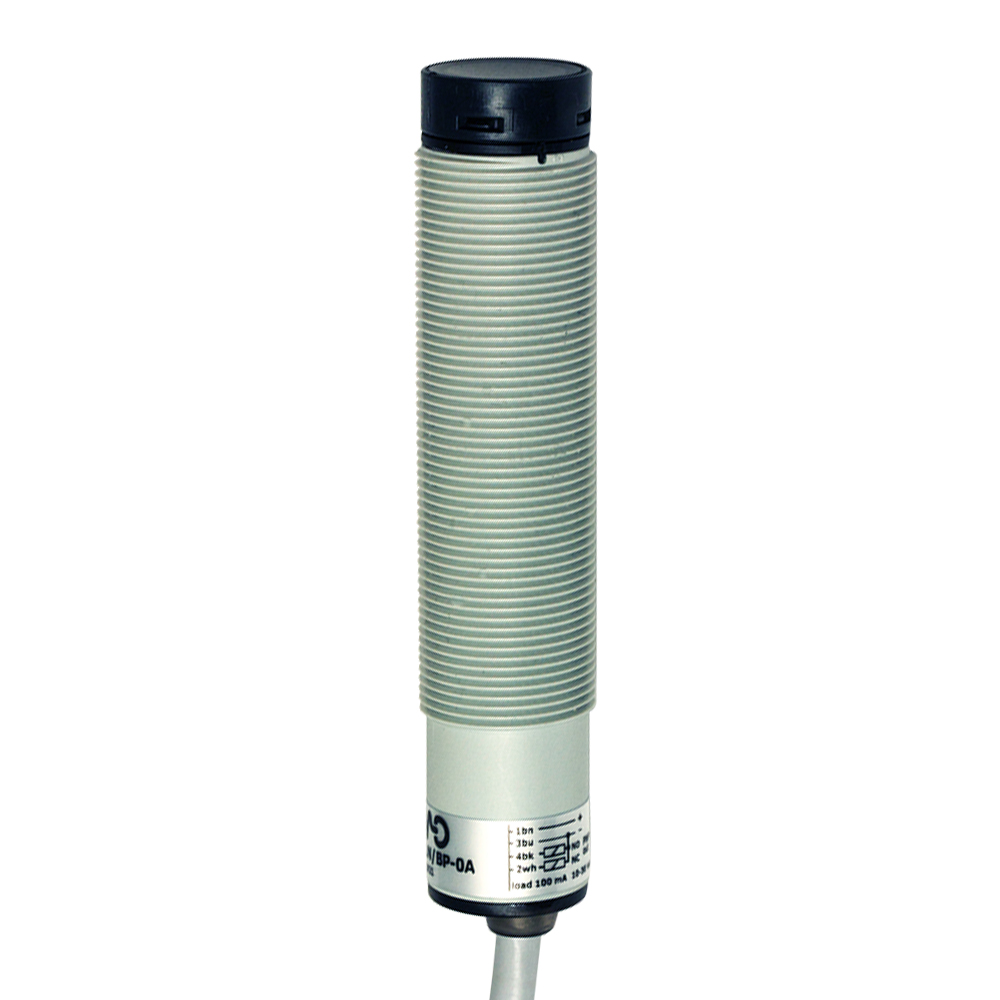 Sensor Fotoelétrico FAL4/BN-0A Datasensing — M18 Axial laser difuso 300 mm ajustável NPN NO+NC plástico cabo 2m axial