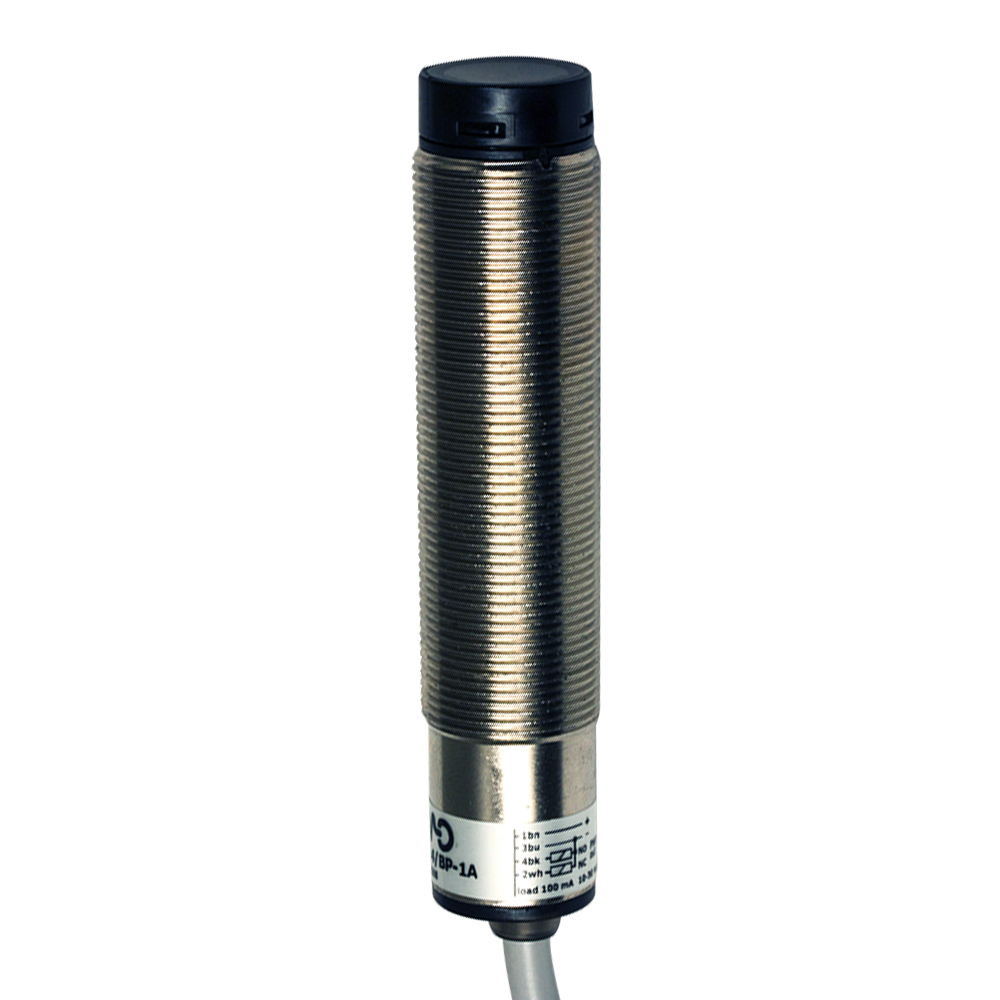 Sensor Fotoelétrico FAL4/BP-2A Datasensing — M18 90° laser difuso 200 mm ajustável PNP NO+NC plástico cabo 2m axial