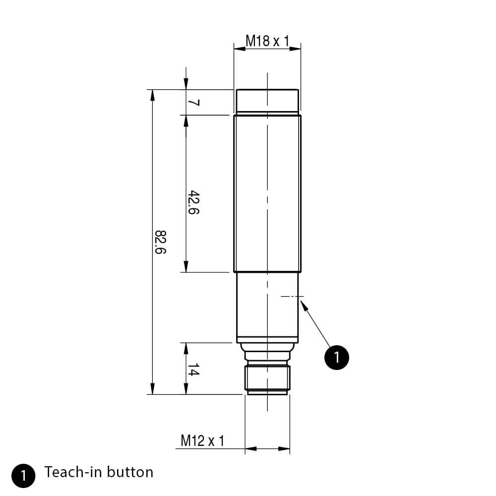 Sensor Fotoelétrico FALD/BN-1E Datasensing — M18 Axial laserreceptor 50 m ajustável NPN NO+NC metálico conector M12