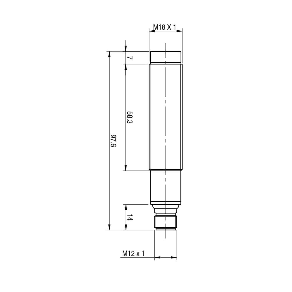 Sensor Fotoelétrico FALH/X0-1E Datasensing — Sensor Fotoelétrico M18 Axial laser emissor 50 m Check metálico conector M12