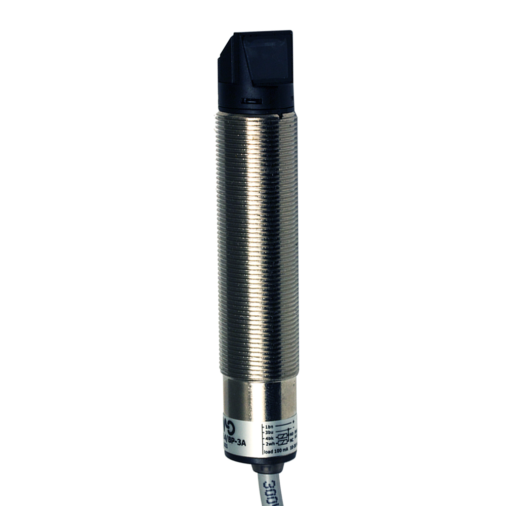 Sensor Fotoelétrico FALH/X0-3A Datasensing — M18 90° laser emissor 50 m Check metálico cabo 2m axial