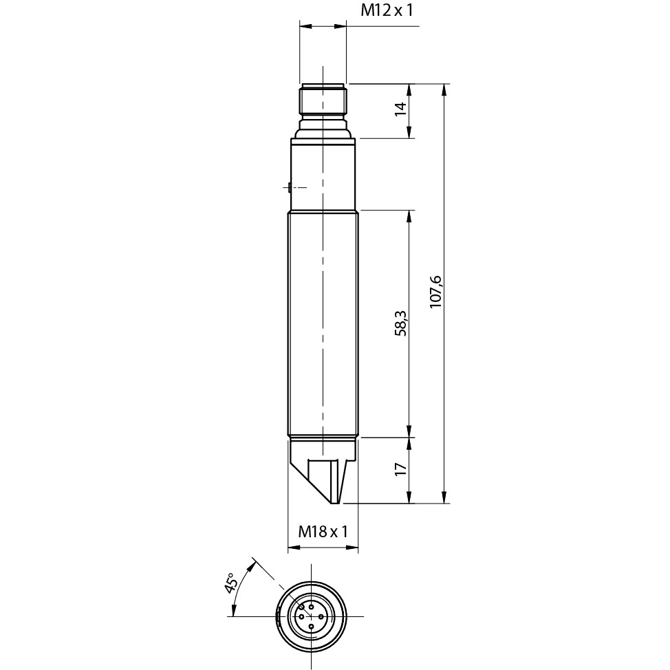 Sensor Fotoelétrico FALN/BP-3E Datasensing — M18 90° laser retrorreflexivo polarizado 20 m ajustável PNP NO+NC metálico conector M12