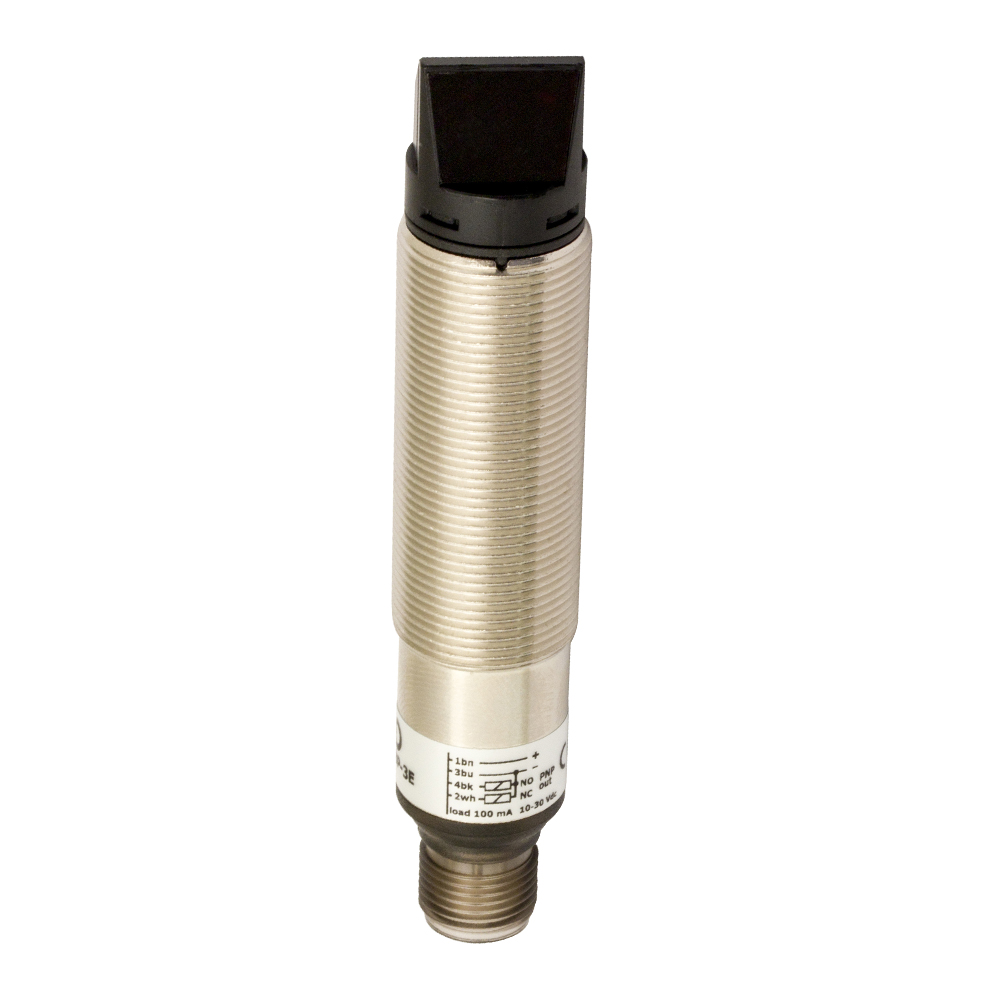 Sensor Fotoelétrico FAR2/BN-3E Datasensing — M18 90° difuso 100 mm NPN NO+NC metálico conector M12