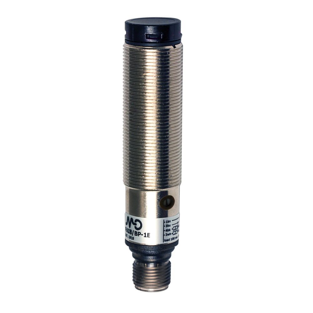 Sensor Fotoelétrico FAR3/BP-1E Datasensing — Sensor Fotoelétrico M18 Axial difuso 100 mm reg PNP NO+NC metálico conector M12