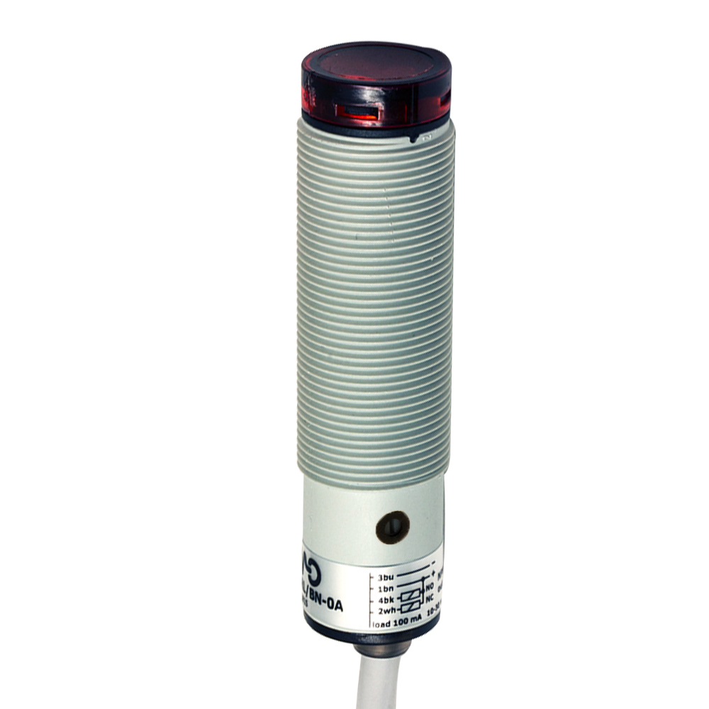 Sensor Fotoelétrico FARN/BP-0A Datasensing — M18 Axial polarizado 4 m ajustável PNP NO+NC plástico cabo 2m axial