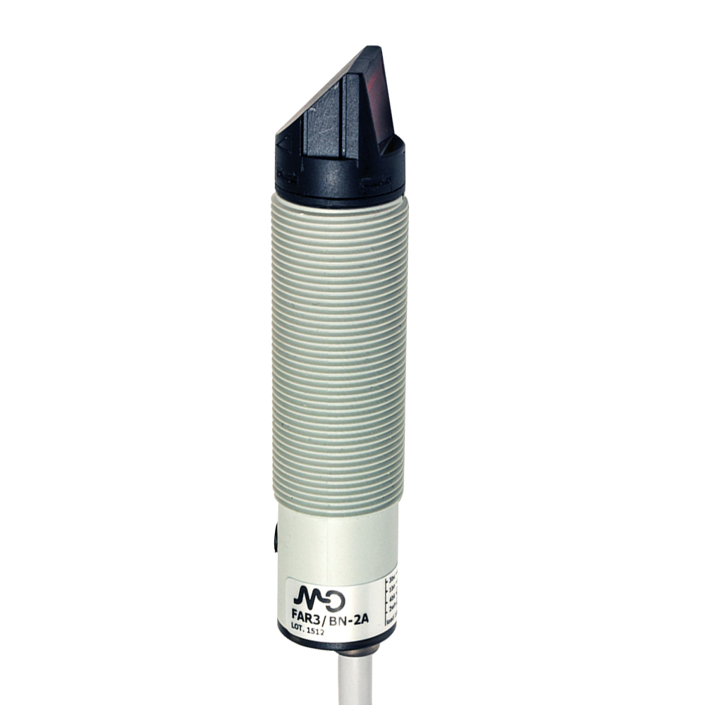 Sensor Fotoelétrico FARN/BP-2A Datasensing — M18 90° polarizado 2,5 m ajustável PNP NO+NC plástico cabo 2m axial