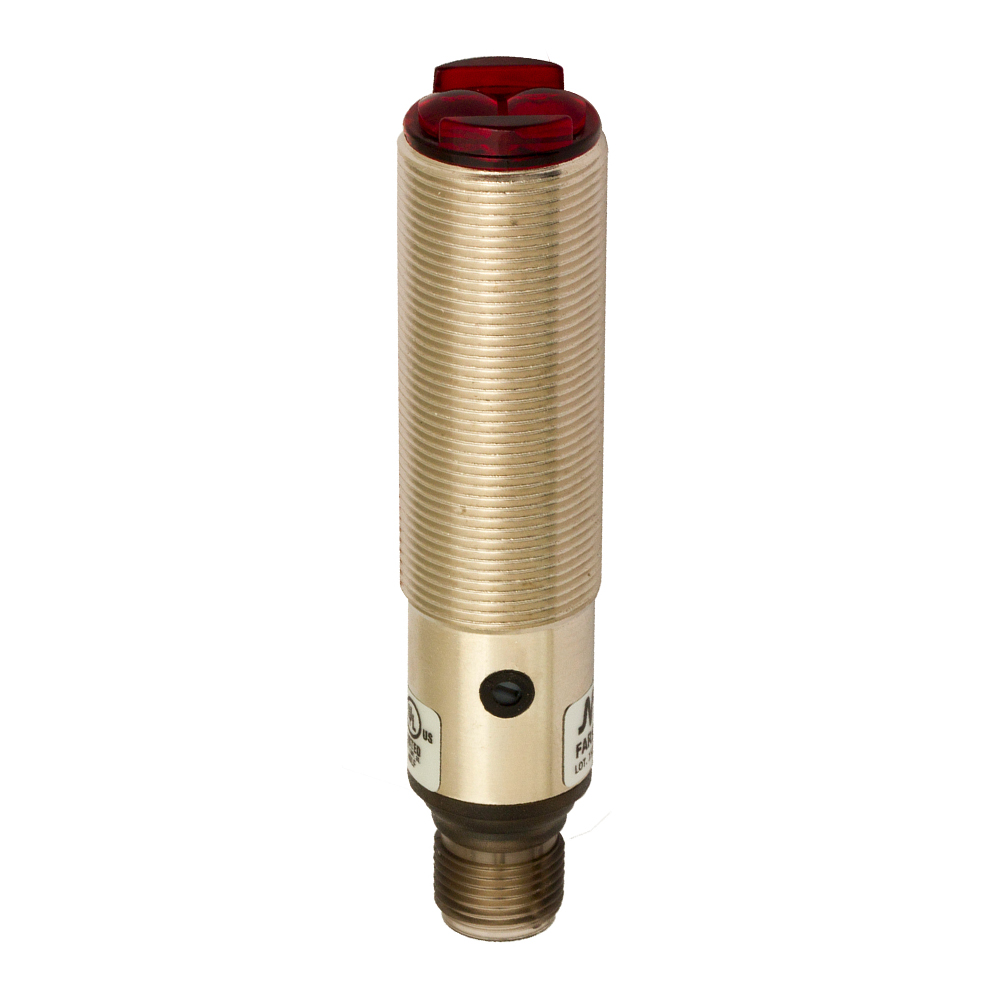Sensor Fotoelétrico FARW/BP-1E Datasensing — Sensor Fotoelétrico M18 Axial supressão de fundo 35-300 mm ajustável PNP NO+NC metálico conector M12