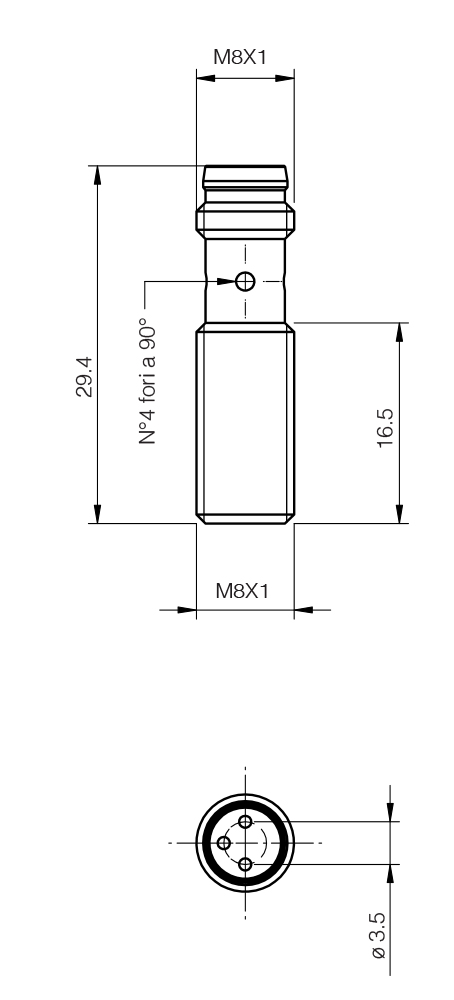 Sensor Indutivo FMES/AP-3F Datasensing — Sensor Indutivo completo metal M8 mini PNP/NO conector M8 saída