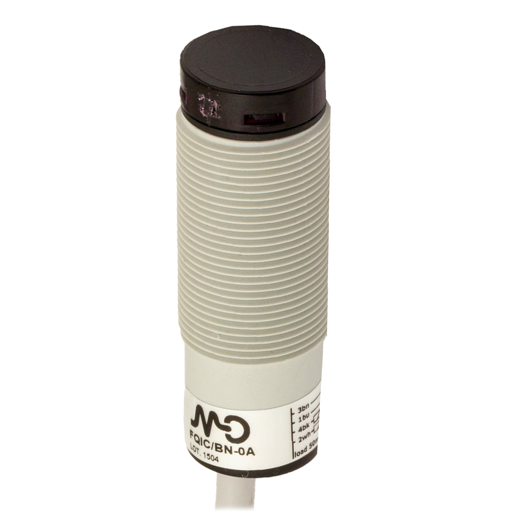 Sensor Fotoelétrico FQRN/BP-0A Datasensing — M18 Axial polarizado 4,5 m ajustável PNP NO +NC plástico cabo 2m axial