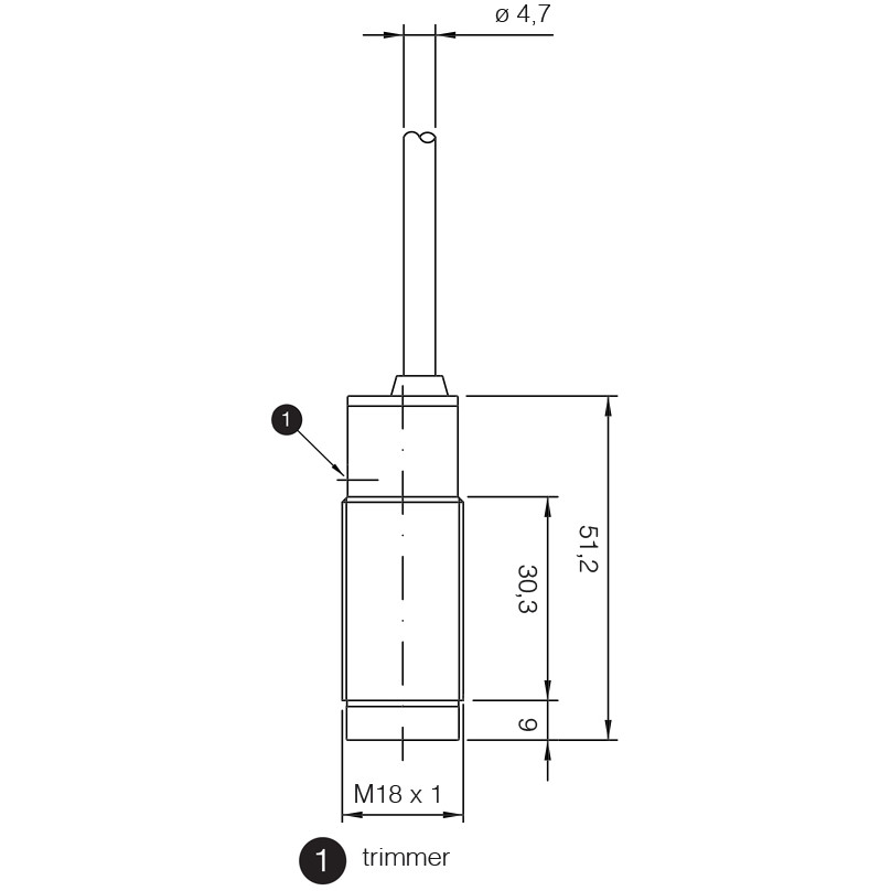 Sensor Fotoelétrico FQRN/BP-0A Datasensing — M18 Axial polarizado 4,5 m ajustável PNP NO +NC plástico cabo 2m axial