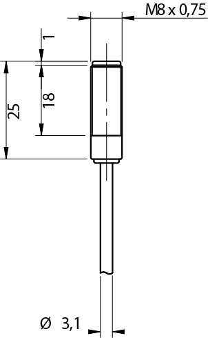Sensor Fotoelétrico H8E/1 Datasensing — Sensor Fotoelétrico M8 emissor 5V 80 mm cabo 2m