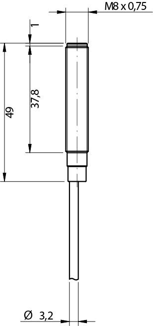 Sensor Fotoelétrico HER/CP-4A Datasensing — receptor M8 10-30Vdc PNP NC 1Khz 2 m cabo 2m axial