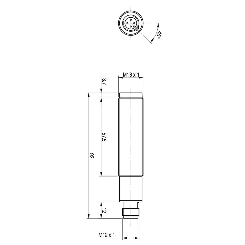 Sensor Fotoelétrico MSE/00-0E Datasensing — Sensor Fotoelétrico M18 emissor plástico M12 conector M12