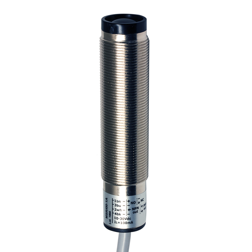 Sensor Fotoelétrico MSE/00-1A Datasensing — M18 emissor metálico M12 cabo 2m axial