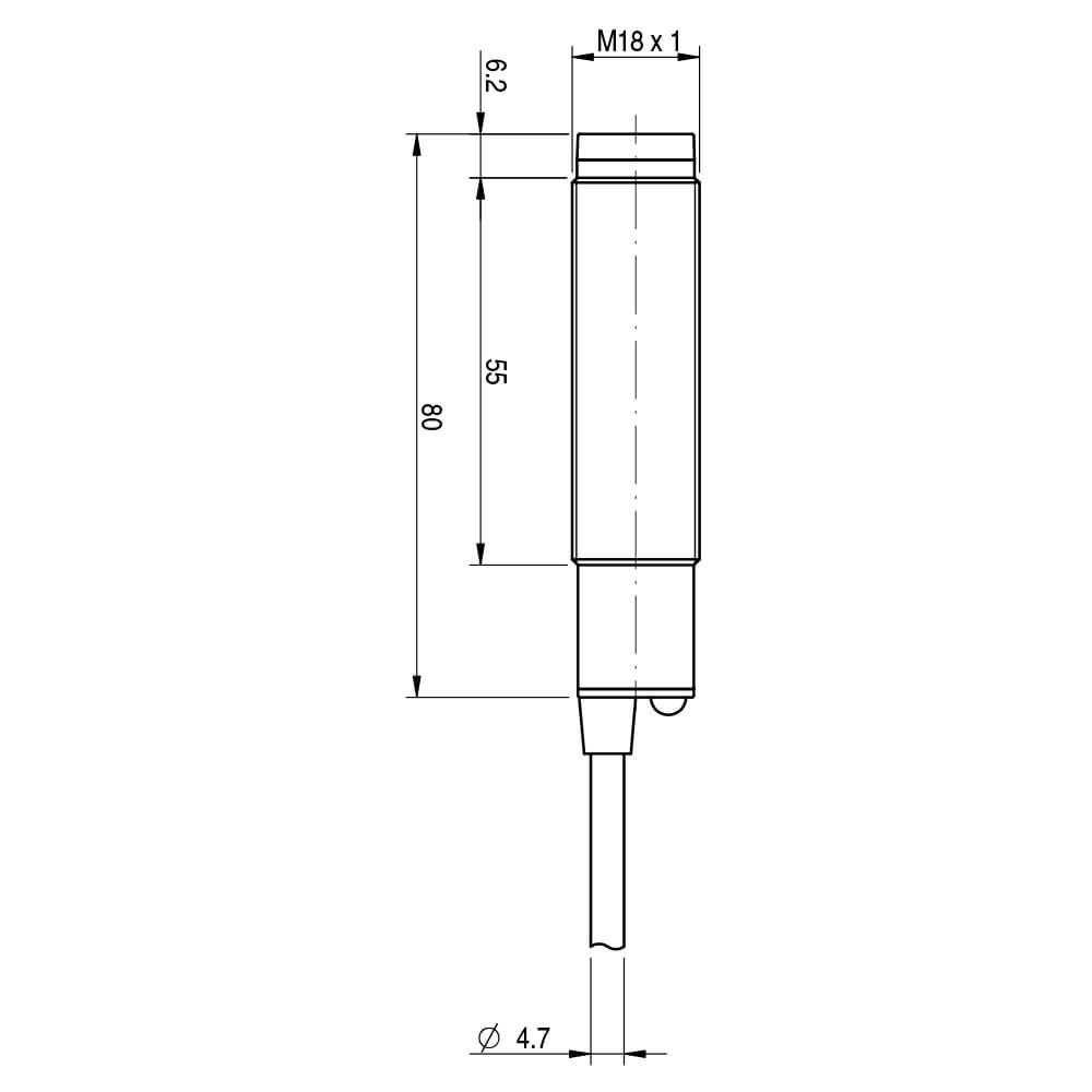 Sensor Fotoelétrico MSE/X0-1E Datasensing — Sensor Fotoelétrico M18 emissor metálico conector M12 com Check