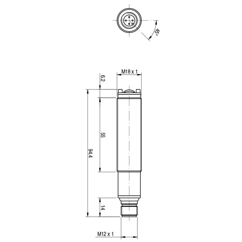 Sensor Fotoelétrico MSP/00-1E Datasensing — M18 polarizado 3,5 m NPN/PNP NO/NC metálico conector M12