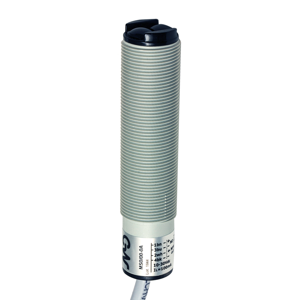 Sensor Fotoelétrico MVC/A0-0A Datasensing — Sensor Fotoelétrico M18 retrorreflexivoivo 4,5 m 20..253Vac NO plástico cabo 2m axial