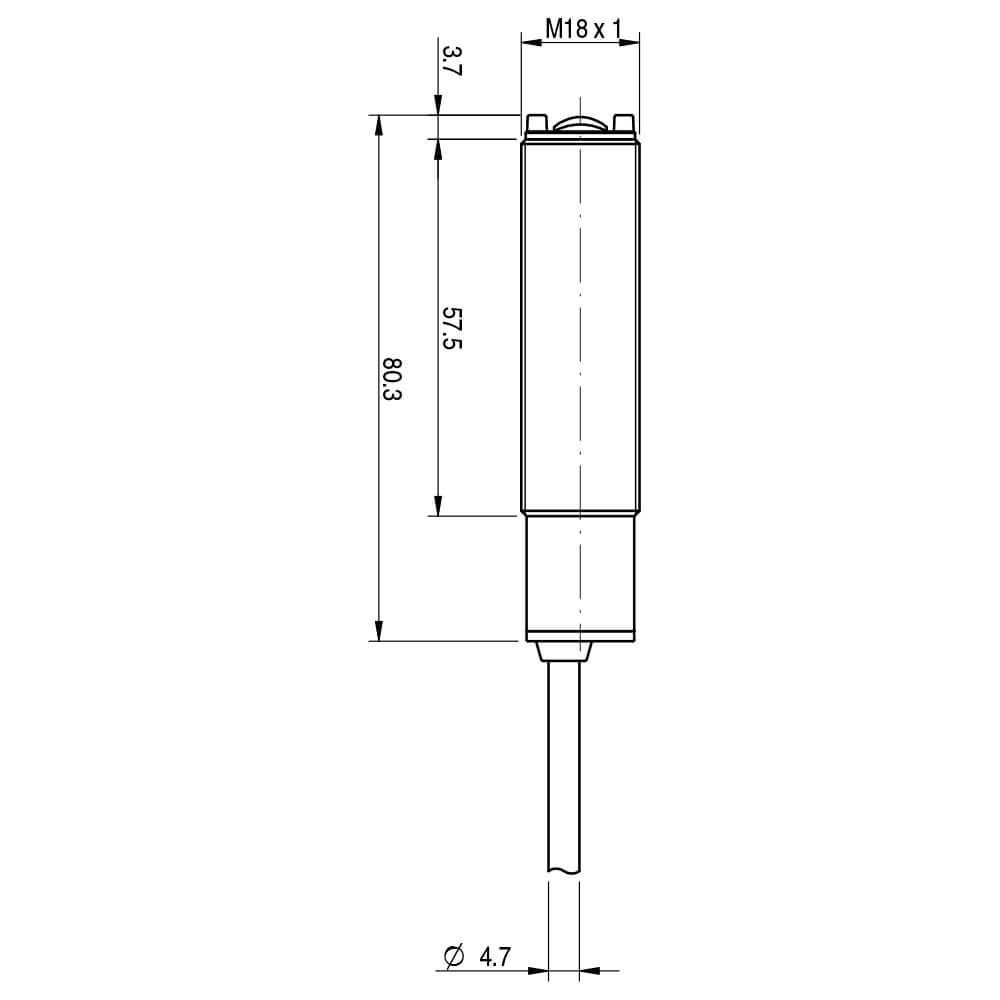 Sensor Fotoelétrico MVC/A0-0A Datasensing — Sensor Fotoelétrico M18 retrorreflexivoivo 4,5 m 20..253Vac NO plástico cabo 2m axial