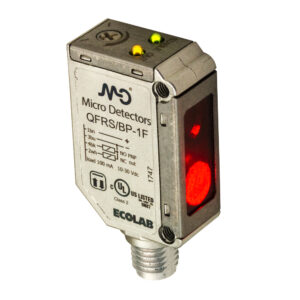 Sensor Fotoelétrico QFIH/00-1F Datasensing — miniatura cúbico IP69K Metal. AISI 316L emissor 15m. infravermelho cconector M8
