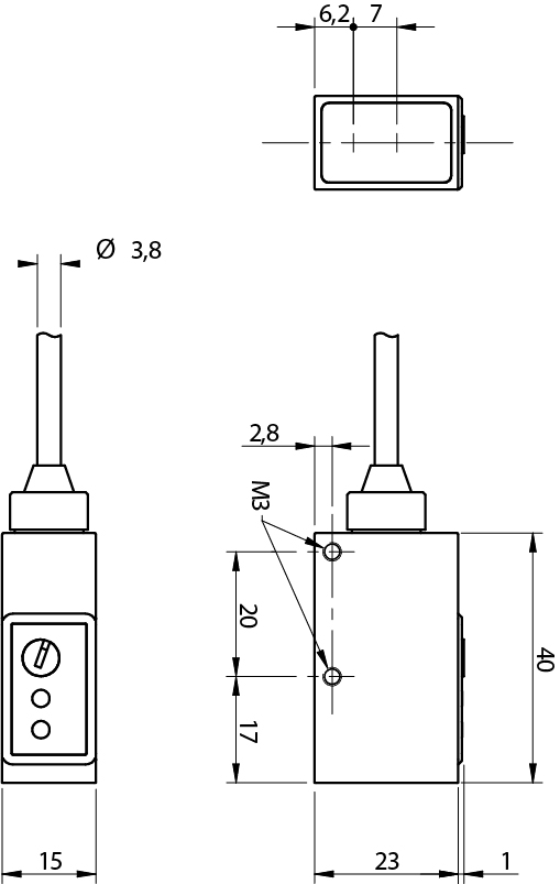 Sensor Fotoelétrico QX3/A0-1A Datasensing — midi difuso 300 mm NPN/PNP NO axial optic cabo 2m