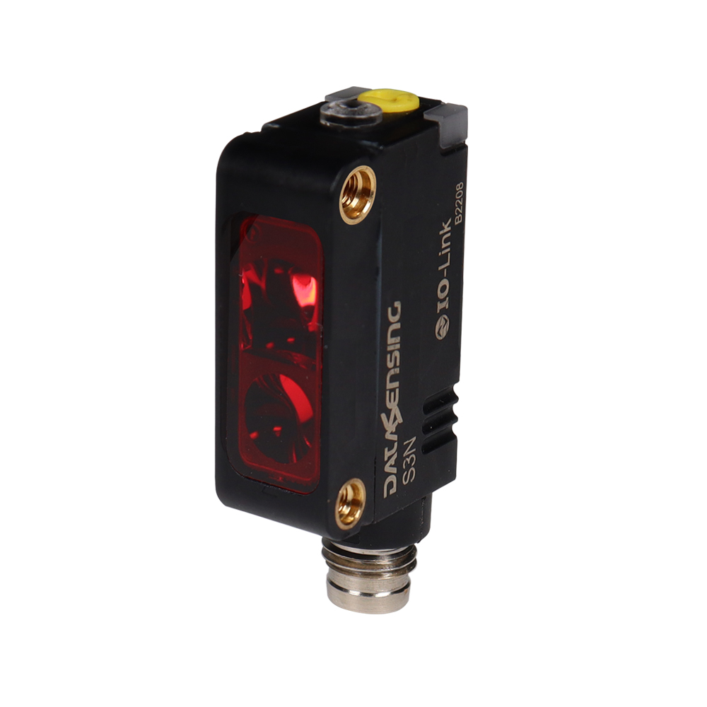 Sensor Fotoelétrico S3N-PH-5-M03-OZ-BGS-LASER-IOL-M8 Datasensing — Fotoelétrico miniatura Red Laser emissão Background Suppressor Push Botão Teach in IO-Link conector M8 4P