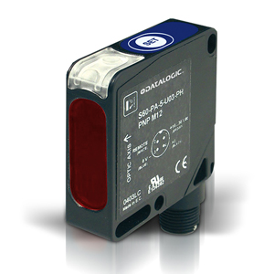 Sensor Fotoelétrico S60-PA-2-C01-PP Datasensing — cúbico 50×50 emissão LED vermelho ajuste por trimmer difuso short distância 100mm plástico axial pnp no/nc – 2 mt cabo
