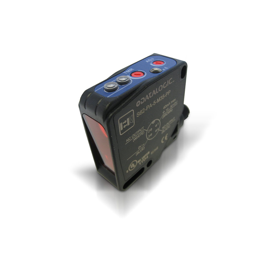 Sensor Fotoelétrico S62-PA-5-M11-NN-IR Datasensing — cúbico 50×50 emissão LED infravermelho multivoltas ajuste por trimmer Background Suppressor plástico axial npn no/nc – M12 emissão LED infravermelho