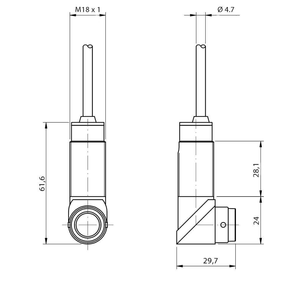 Sensor Fotoelétrico SPG/AP-0A Datasensing — Photo.M18,PNP-NO,M12 conector,receptor