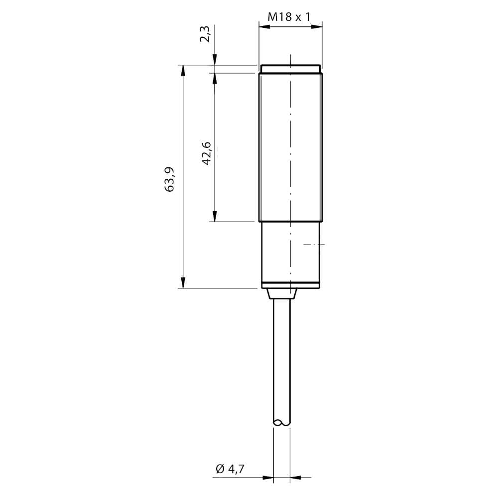 Sensor Fotoelétrico SS7/0P-0A Datasensing — M18 difuso 400 mm PNP L/D plástico ajustável cabo 2m axial