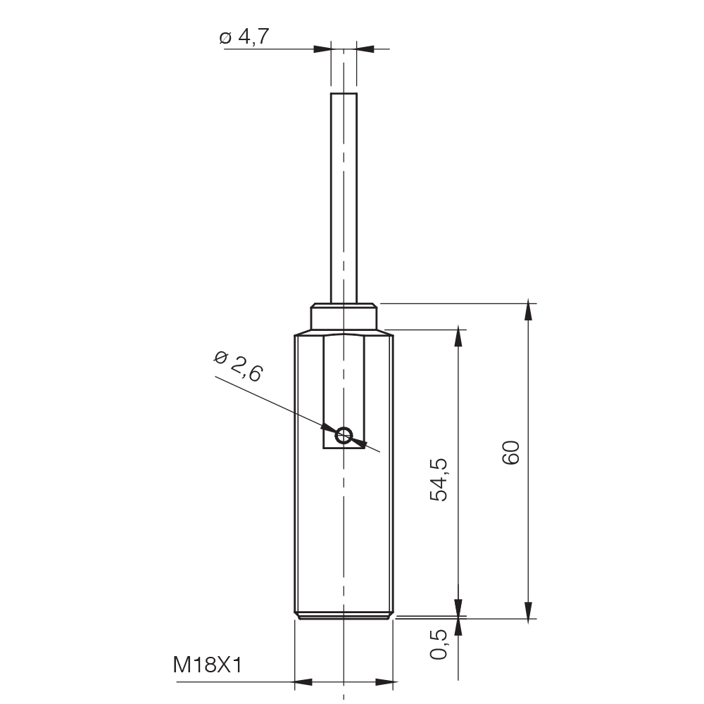 Sensor Indutivo V3K1/S0-3A8F Datasensing — Sensor Indutivo AC/DC M18, blindado, saída por cabo PUR, NC (Vac)-NC/NO (Vdc)