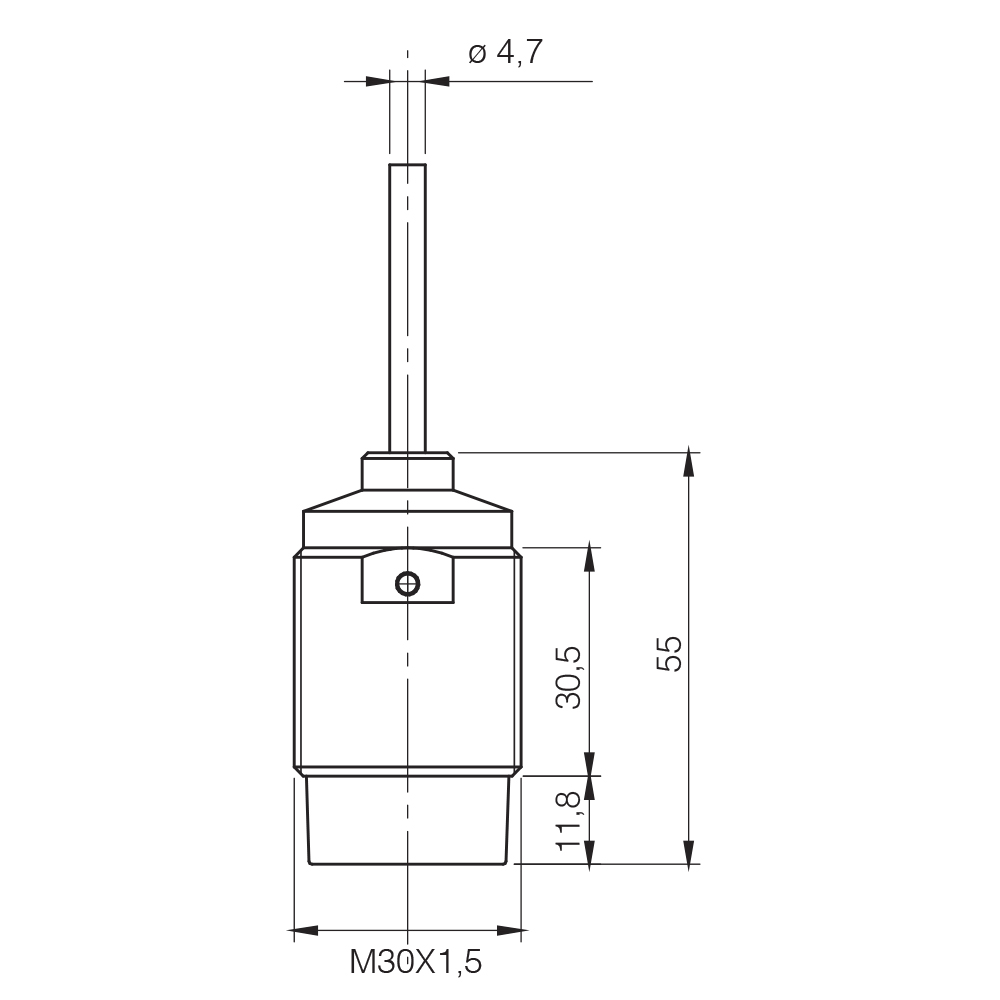 Sensor Fotoelétrico V3T1/S0-4A8F Datasensing — Sensor Indutivo AC/DC M30, não blindado, PUR cabo exit, NC (Vac)-NC/NO (Vdc)