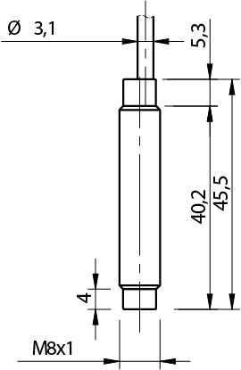 Sensor Indutivo AE1/AN-4A Datasensing — M8 LD unshielded NO/NPN cabo 2m axial