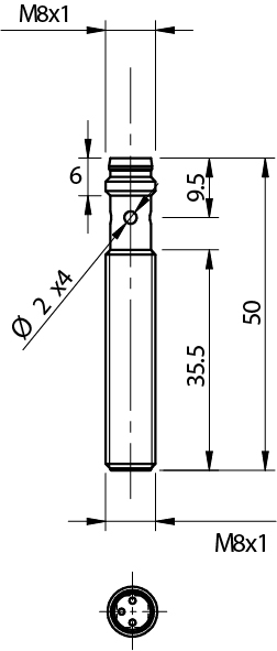 Sensor Indutivo AE1/AP-1F Datasensing — M8 blindado NO/PNP conector M8
