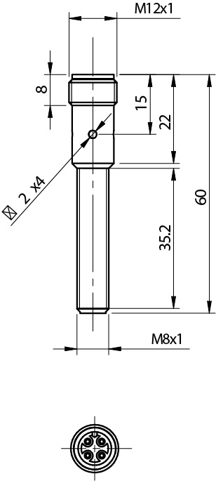 Sensor Indutivo AE1/AP-3H Datasensing — M8 LD blindado NO/PNP conector M12