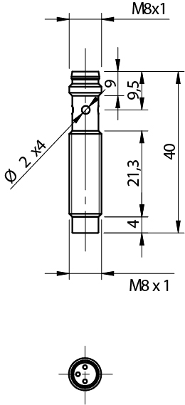 Sensor Indutivo AE6/AN-4F Datasensing — M8 short LD não blindado NO/NPN conector M8